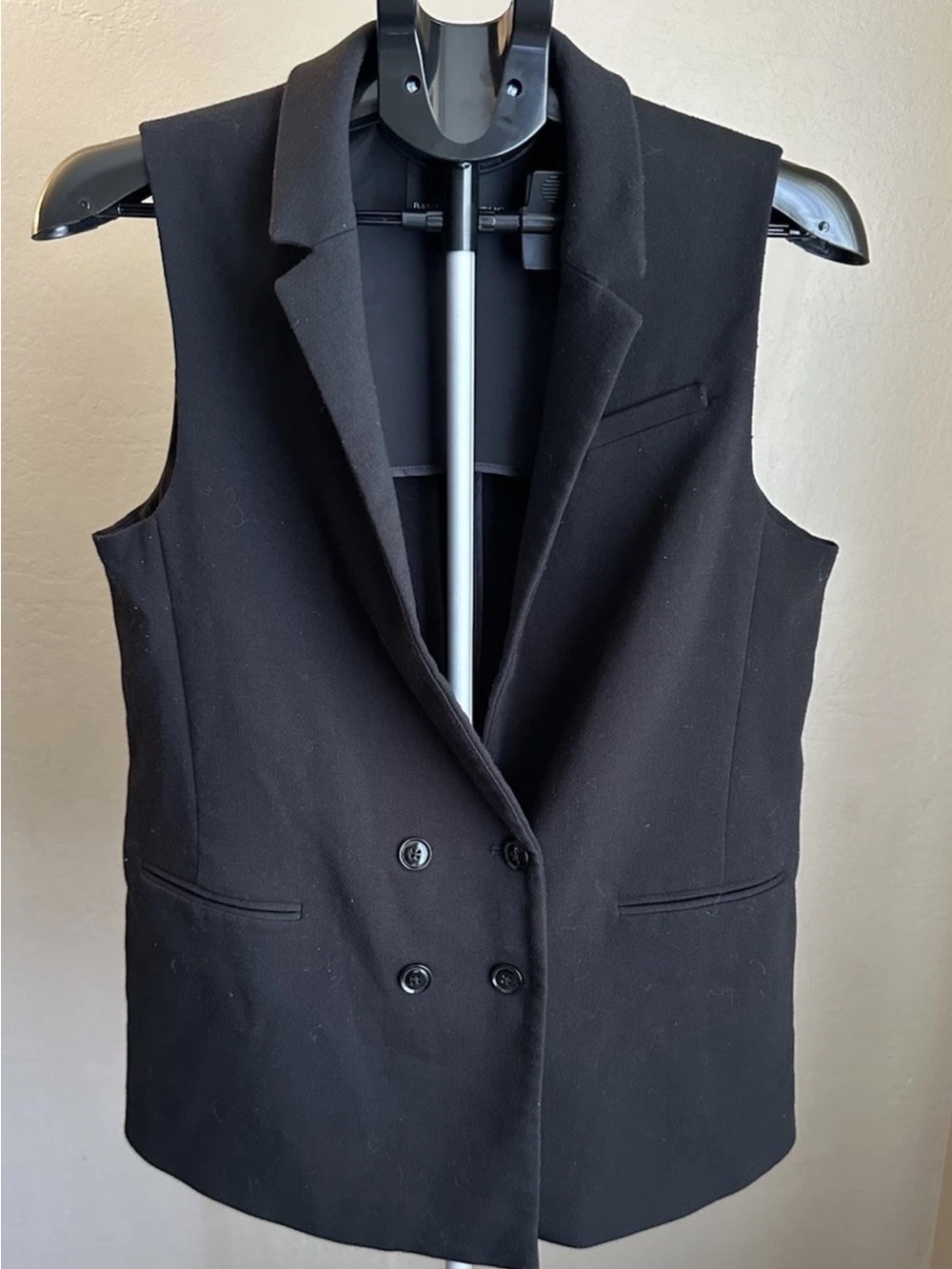Banana Republic Black Double-Breasted Sleeveless Blazer Vest